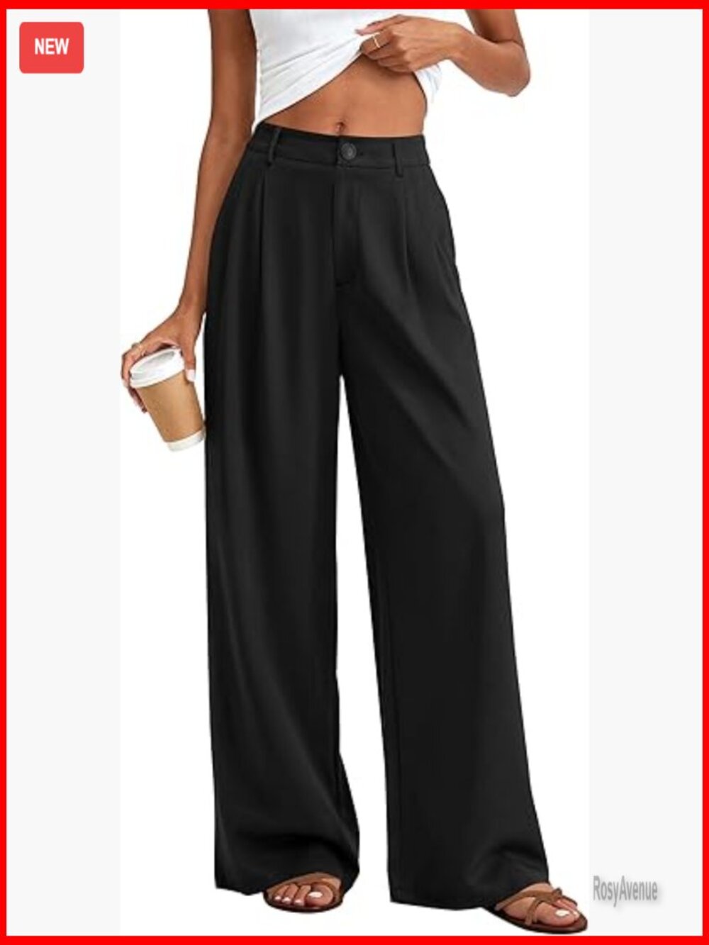 Wide Leg Palazzo Pants with Pockets, Lightweight Polyester, Business Casual